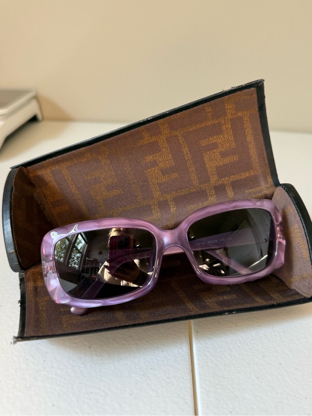 Fendi Lavender Rectangular Women's Sunglasses